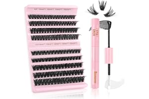 Oreola Kit de cils individuels Ensemble de cils en grappe avec Lash Bond&Remover 0.07 C Curl cils individuels 80D + 100D grappes de cils 8-16MM Extension de faux cils réutilisables