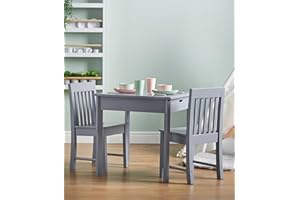 Haus Projekt Silla y Mesa Infantil (Age 3-8) Gris Mesa Infantil con Sillas, 2 Cajones, Muebles Infantiles de Madera Premium, Sillita y Mesa Infantil, Guarda Juguetes, Kids Table and Chairs