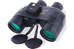 NEYLANG 10X50 Prismáticos Marinos para Adultos Impermeable con Brújula Brújula BAK4 a Prueba de Niebla Prism Lens Binoculares Militar para Navegación Navegación Observación de Aves y Caza