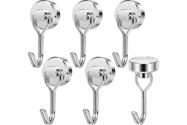 Wukong 6 Pièces Aimants Crochet, 20mm Aimants Puissants Patère Magnétique, 13KG(28LB) Crochet Magnetique Puissant, Crochet Aimanté Puissant pour Cuisine, Entrepôt et Extérieur