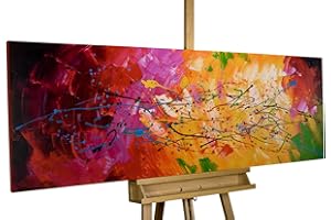 KunstLoft Tableau peinture moderne | 100% PEINT À LA MAIN | 150x50cm | Peinture sur toile 'Lucid Dream' | Abstrait | Multicolore | Deco murale salon