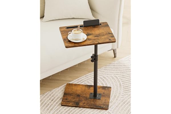 Apetaccat sidobord C-form, 360° roterande soffbord liten, justerbar höjd, 40 x 30 x (45–81) cm, soffbord i trä för sovrum, va
