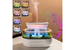 ‎HOLWIM Holwim Aroma Diffuser mit 7 Farben Nachtlicht, 250 ml Rain Cloud Humidifier, Duftöl Diffusor Luftbefeuchter für Ätherische Öle mit Pilz Lampe Wassertropfen, Weißes Rauschen Sound (Weiß)
