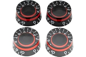 Musiclily Pro Imperial Pulgadas Tamaño Botones de Potenciómetros Forma Cilíndrica Perillas para USA Guitarra Eléctrica Les Paul Style,Rojo(Juego de 4)