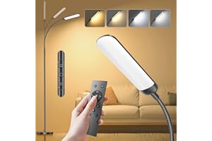 YICAIZI Lampadaire sur Pied Dimmable, Lampe Pied LED 18W 1200lm avec Télécommande et Contrôle Tactile, Lampe à Liseuse avec 4 Températures de Couleur et 4 Luminosités, pour Bureau, Chambre, Salon, Noir
