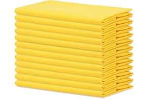 Sweet Needle - Paquete de 12 - Servilletas de Gran tamaño 100% algodón 45 CM x 45 CM (18" x 18"), Azafrán - Tela Gruesa para Uso Diario con Esquinas Redondeadas