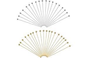 TOAOB THE ONE AND ONLY BABY TOAOB 200 Pezzi Chiodini Testa con Palla Perline 50x0.7 mm Ottone Spilli Dritti Pin per Fai da Te Collane Orecchini Bracciali Creazione di Gioielli Oro e Argento Tone