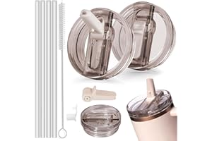 SUNSHINE SMILE 2 Stück Stanley Tassendeckel Auslaufsicher,Stanley Cup Deckel 40oz,Auslaufsicherer Ersatzdeckel für stanley cup mit 4 Trinkhalmen and 1 Strohhalm Bürste,Ersatzdeckel für 40oz Becher