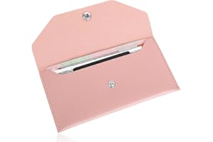 ZEACCT 1 Paquet D'enveloppe D'argent en Cuir PU, Portefeuille D'enveloppe Réutilisable, Diviseur D'argent D'enveloppe Budgétaire pour Les Étudiants, Les Employés de Bureau, Les Dames Filles (Rose)