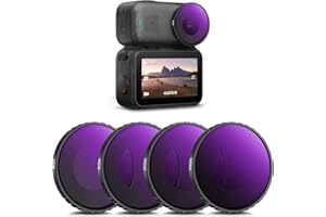 K&F CONCEPT Set di Filtri ND Compatibile con Fotocamera Vlogging DJI Osmo Nano, 4 Pezzi Filtri ND8 ND16 ND32 ND64 in Vetro Ottico HD Multirivestito, Accessori per Obiettivo di Action Camera