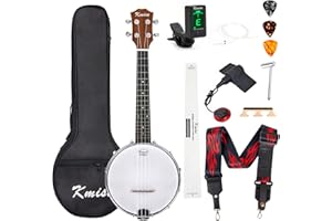 Kmise Banjolele Concert Banjo Ukulele 4 corde 58,4 cm Banjo con custodia Gig Tuner Pickup multifunzionale cinghia plettri ponte righello chiave, MI2423.