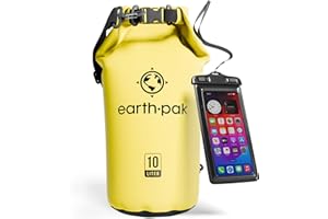 ‎EARTH PAK Earth Pak Dry Bag - Waterproof Backpack with Shoulder Strap and Waterproof Phone Case - Ideal Roll-top Bag for Kayaking, Hiking, Camping, Fishing, Boating and Rafting, yellow, 10l