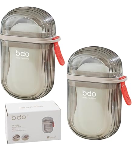 JJUNW Boîte à Savon De Voyage Ronde En Plastique Portable Avec Couvercle - Porte-savon De Douche Solide - 7,7 Cm