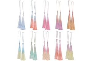 Bewudy 20 Pcs Mini Tassels Bookmark, Colorful Tassels for Handmade Crafts Silk Tassels, 13cm/5in Silky Handmade Soft Tassels for Jewelry Making DIY Projects Bookmarks(Color A)