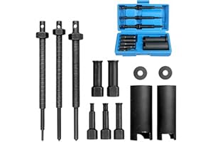 Taipintee Extracteur de Roulement Interieur Set, avec Tige Filetée, Rondelle et Douille, Acier au Carbone, 9/11/14/19/23 mm, pour Roulements de Bicyclettes, Roulements à Aiguilles (Noir)