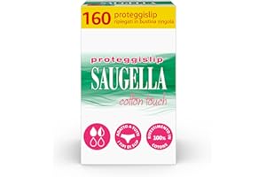 Saugella Assorbenti Cotton Touch Salvaslip, 160 Proteggislip, Sottili, Azione Antibatterica, Antiodore e Lenitiva