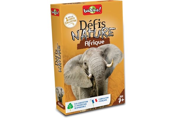 Bioviva - Défis Nature - Afrique - Pariez sur les points forts de ces animaux pour gagner la bataille - Jeu de Cartes - 2 à 6 Joueurs - 7 ans - Fabriqué en France - 280075