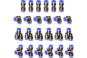 HAXIHA 24 pezzi di fissaggio rapido Air Push da 10 mm, connettori pneumatici, splitter/angoli/raccordi a T, kit per tubi dell'aria per tubi da 10 mm