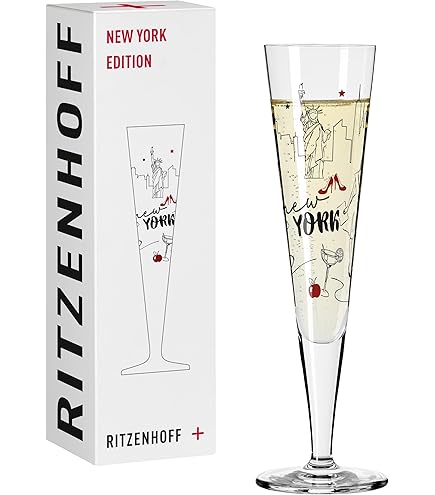 RITZENHOFF New York Edition 1072007 - Bicchiere da champagne con motivo colorato, prodotto in Germania
