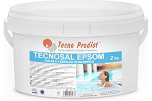 TECNOSAL EPSOM de TECNO PRODIST (2 Kg) Sels d'Epsom, sulfate de magnésium, sel de bain, traitement corporel 100% naturel, thérapies de flottaison, bains d'immersion, piscines
