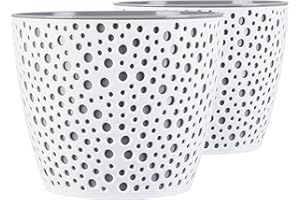 ‎TYMAR Tymar Blumentopf, 2er-Pack, Übertopf aus Kunststoff, Moderne, Runde Form, Pflanztopf für Innen,Pflanzgefäß, Pflanzkübel, 6 Größen, 5 Farben, VE01 (ø 13cm, Grau)