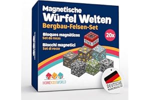 Home Kids World Magnetische Bausteine - Bergbau-Felsen AddOn - enthält 20 Magnetbausteine im Bergbau -unabhängig laborgeprüft, Flexible Bauweise