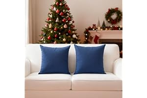 Encasa XO Conjuntos de Almohadas de algodón de algodón de 2 I 18x18 in (45 x 45 cm) - Azul Cobalto I No Insertar I Plain Square Cubas de Almohadas I Lavable | para Uso en Interiores