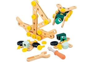 Janod - Mon Premier Jeu de Construction - Baril 100 Pièces - 98 Accessoires + 2 Outils - Imitation - Développe Dextérité & Créativité - 3 Ans + - J06454