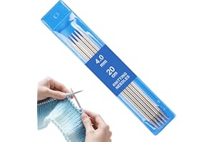 Reessy 4 mm Knitting Needles, 20 cm Double Pointed Knitting Needle Set, Stainless Steel Short Double Ended Knitting Needles Set, Metal DPN Sock Needle for Beginners Adults