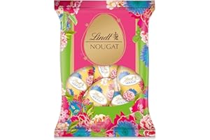 ‎LINDT Lindt Schokolade Nougat Eier Blumen Edition | 5 x 90 g | Eier aus zartem Haselnuss-Nougat in Alpenvollmilch-Schokolade | Oster Schokolade | Schokoladengeschenk | Ostereier | Schokoeier