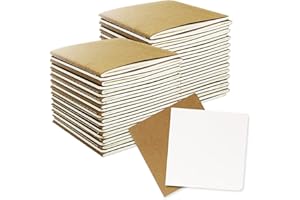 ZMCYN 48 Pack Kraft Cover Blank Notebook Journals 10.3 x 10.3cm (4 x 4 inch), Mini Pocket Notebook Small Notepad for Kids, Students,Travelers (24 sheets/48 pages)