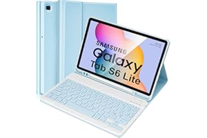 ANICEMOON Lively Life Custodia con Tastiera per Samsung Galaxy Tab S6 Lite 2020 10.4" (SM-P610/P615), 2022 (SM-P613/P619), Layout Italiano, Rimovibile Tastiera per Samsung Tab S6 Lite, Azzurro