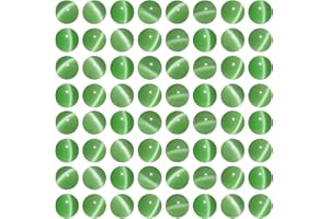 MJDCB 105 pezzi Perline di Pietra Occhio di Gatto Verde Chiaro 10mm Perline di Cristallo Rotondo Sciolto per la Creazioni di Gioielli fai da te Bracciali Collana Accessori