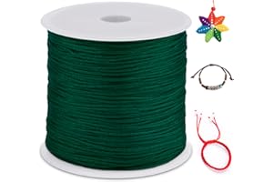 LEREATI Cola de Raton 0.8mm x 100m Cuerda Nylon Cordón de Satén Nailon, Hilo Macrame para Hacer Pulseras, Reborde, Joyería, Anudado Chino (Verde Oscuro)