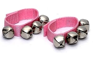 Elagon (WPK) Pair of Wrist Bells/Ankle Bells Set, Reindeer Bells, Jingle Bells, Christmas Bells - Pink.