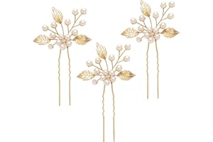 LEMLIN Lot de 3 barrettes à cheveux pour mariage et fiançailles en acier inoxydable et cristal avec motif floral 3D Doré