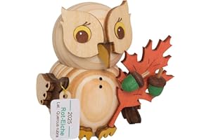 Kuhnert - Limitierte Edition Dekoration/Holzfigur - Mini Eule Roteiche - Größe: ca. 7cm - Made in Germany
