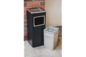 A&R Curvaso Free Standing Stainless Steel Metal Dust Rubbish Bin & Cigarette Ashtray Stand