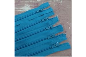 BEADS4CRAFTS 5 Pack x Closed END No.3 Nylon ZIPS *24 Colours* Zipper Sewing (Blue x 5 (2740), 14 Inch)