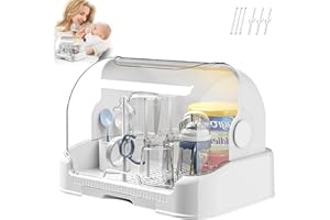 OBELUNRP Organizzatore per biberon, 40x29x26,5 cm Bottona di asciugatura bottiglia Casella di stoccaggio con copertura e vassoio di scarico, organizzatore di mobili da cucina a prova di polvere, scatola di st
