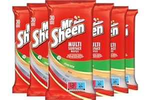 MR SHEEN Mr. Sheen Furniture Wipes Spring Fresh Scent, Multiple Surface Wipes, 30 per pack, Pack of 6, 6 x 30 wipes