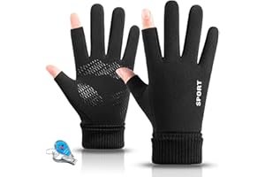 KXF Winter Warm Fingerless Gloves For Men Women Windproof Thermal Gloves with Thick Velvet Liner Lengthen Knit Cuff Fingerless Touchscreen Glove Handwarmers Mittens For Cycling Running