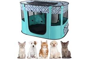 EUBSWA Welpenauslauf Tierlaufstall, 70x55x40cm WelpenLaufstall Freigehege für Hunde, Katzen, Hasen & Kleintiere im Innen- und Außenbereich