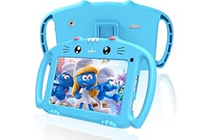 VESWWE Tablette pour Enfant 7 Pouces Android Tablette Enfants avec WiFi 32Go ROM Tablet Tactile Educative Contrôle Parental Double Caméra Kid-Proof Étui (Bleu)