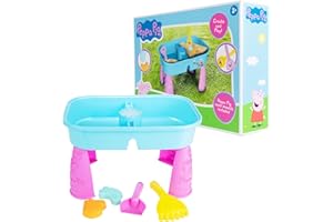SAMBRO Peppa Pig Sand & Water Play Table | Outdoor Activity Table Sandbox Toy | Water Sensory | Peppa Pig Outdoor Toys | Kids Garden | Spade, Rake & Moulds Included | 3+