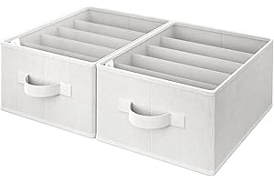 GRANNY SAYS Wardrobe Storage Organisers, Pack of 2 Clothes Organisers, Jeans Organising Boxes for Drawer, Closet Storage Organiser for Organising Pants T-Shirt, Fabric Boxes, White