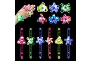 Niaetuto 12 pcs Jouet Lumineux,Bracelet Lumineux à LED,Bracelet Fluorescent Lumineux pour Enfants,LED Petit Cadeau Anniversaire Enfant,Jouet Bagues,Cadeaux de Vacances pour Garçons et Filles