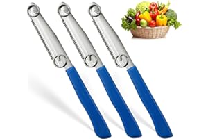 Qaestuan 3 Pezzi Spelucchino, Coltello per Affettare Rapido, Coltelli da Cucina Professionali, Coltello per Frutta Multifunzionale 3 In 1 Coltello da Frutta e Verdura In Acciaio Inossidabile
