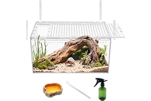 REPTILE GROWTH 【No Assembly】 Reptile Tank Enclosure with Magnetic Button.16" x 10" x 8" Thicken Snake Enclosure Cage,Batch Stackable Reptile Breeding Tank for Insect,Fish,Tarantula,Hermit Crab,Jumping Spider,Iguana