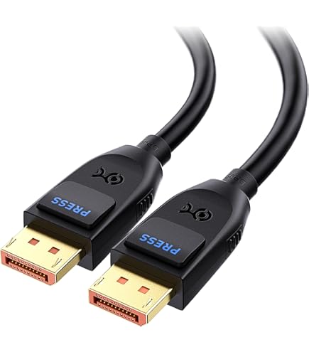 Cavo DisplayPort 2.1 16K 1m, 80 Gbps, Supporta 8K@240Hz E 4K@240Hz, HDR, DSC, G-Sync E FreeSync – Per Gaming E Professionisti